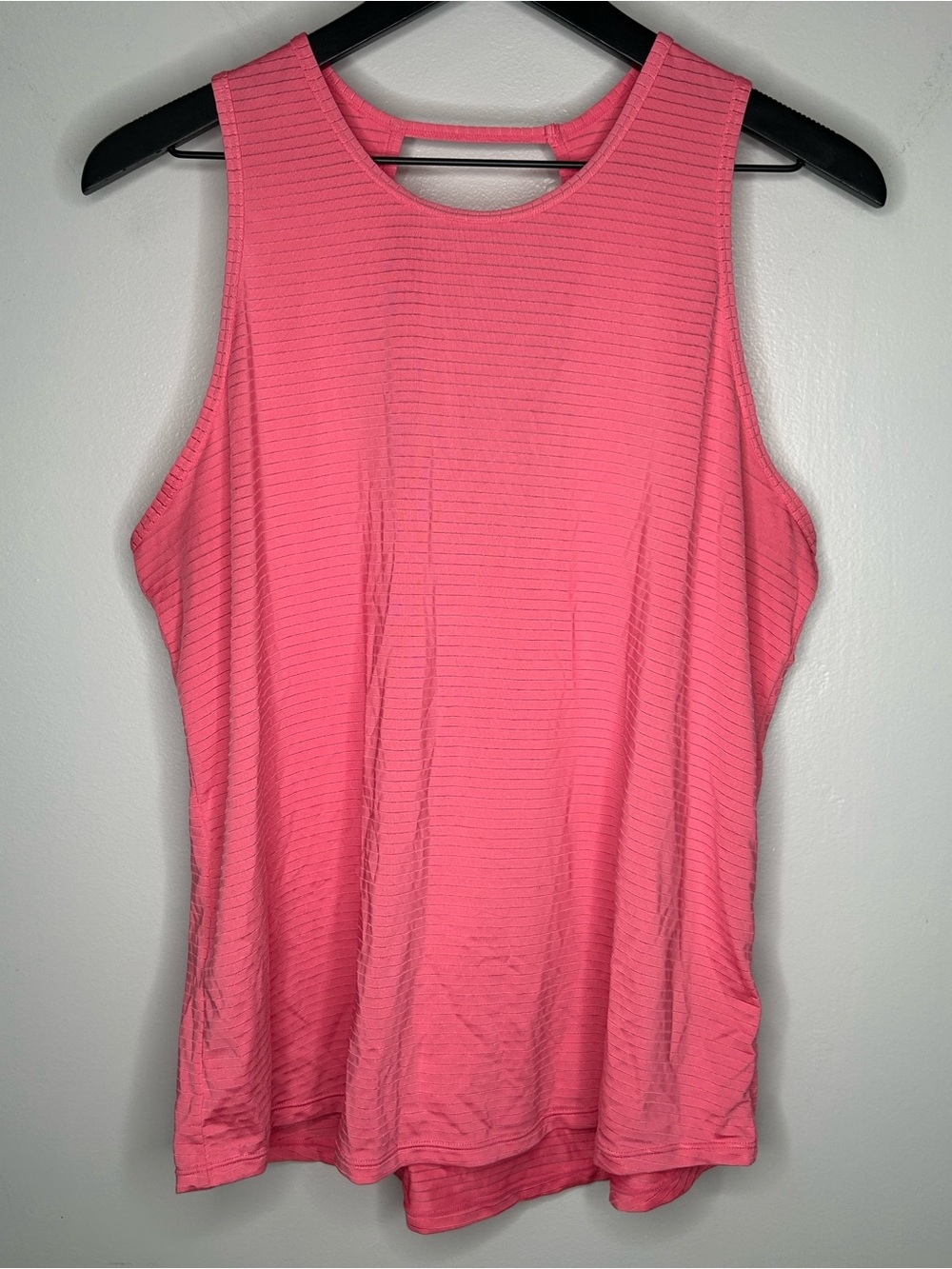 Zella Pink Ribbed Textured Keyhole Back Tank Top Size L